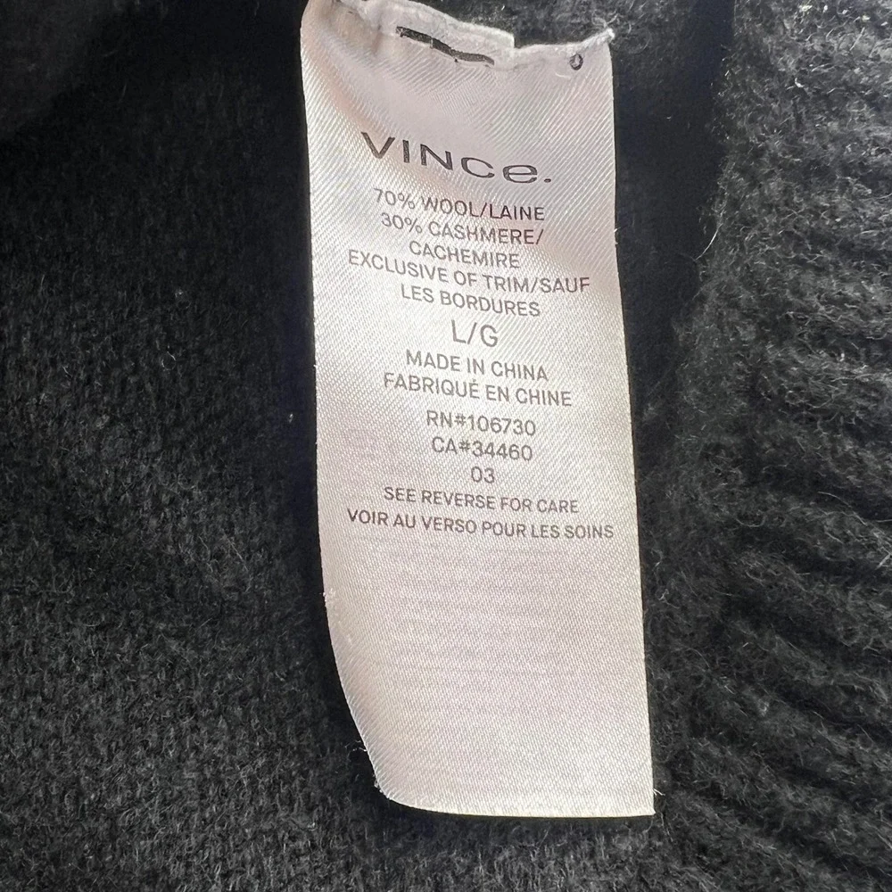 Vince Black Knit Sweater Women L Wool Cashmere Crew Neck Capsule Minimalist Cozy
